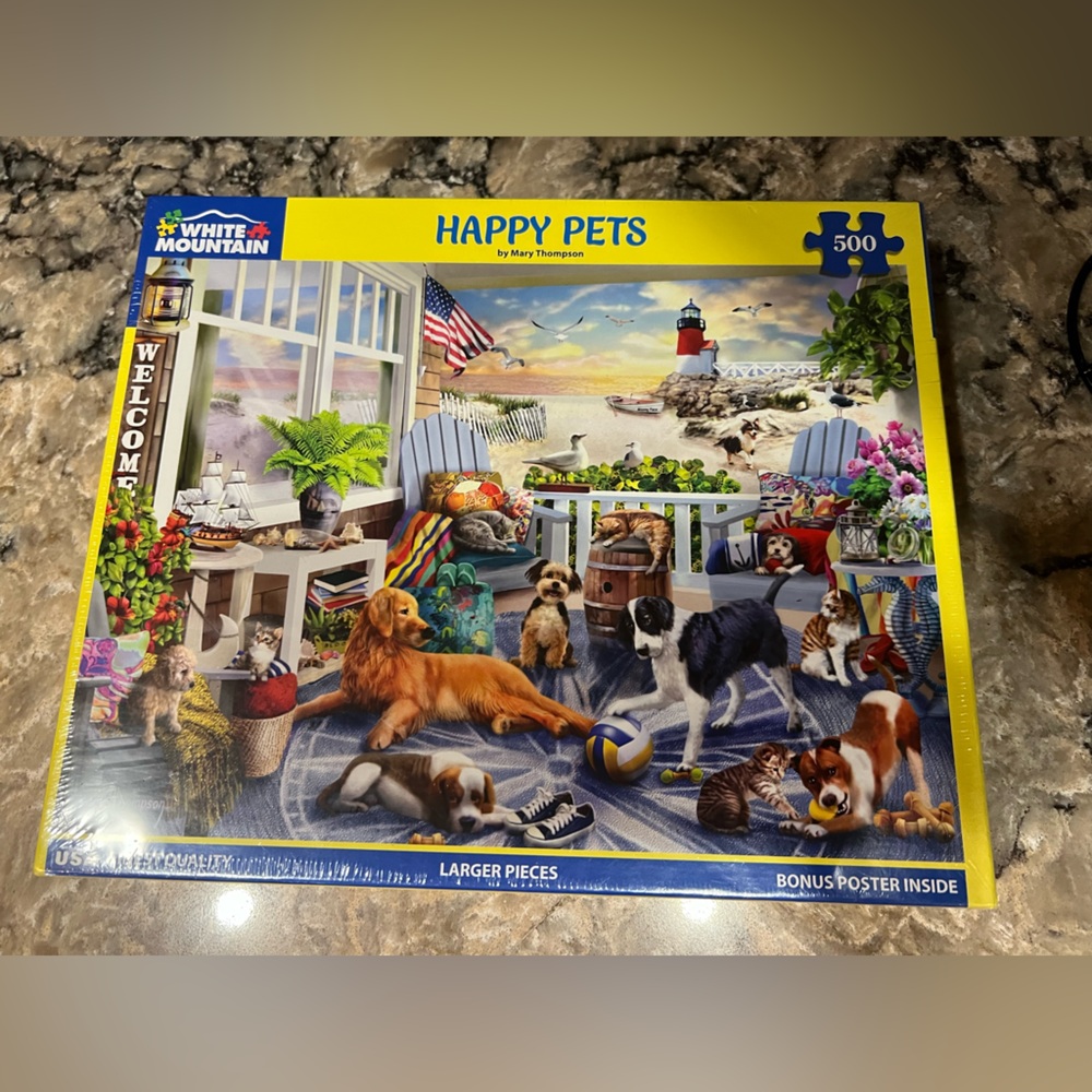 White Mountain Small Pets Puzzle Yellow and Blue